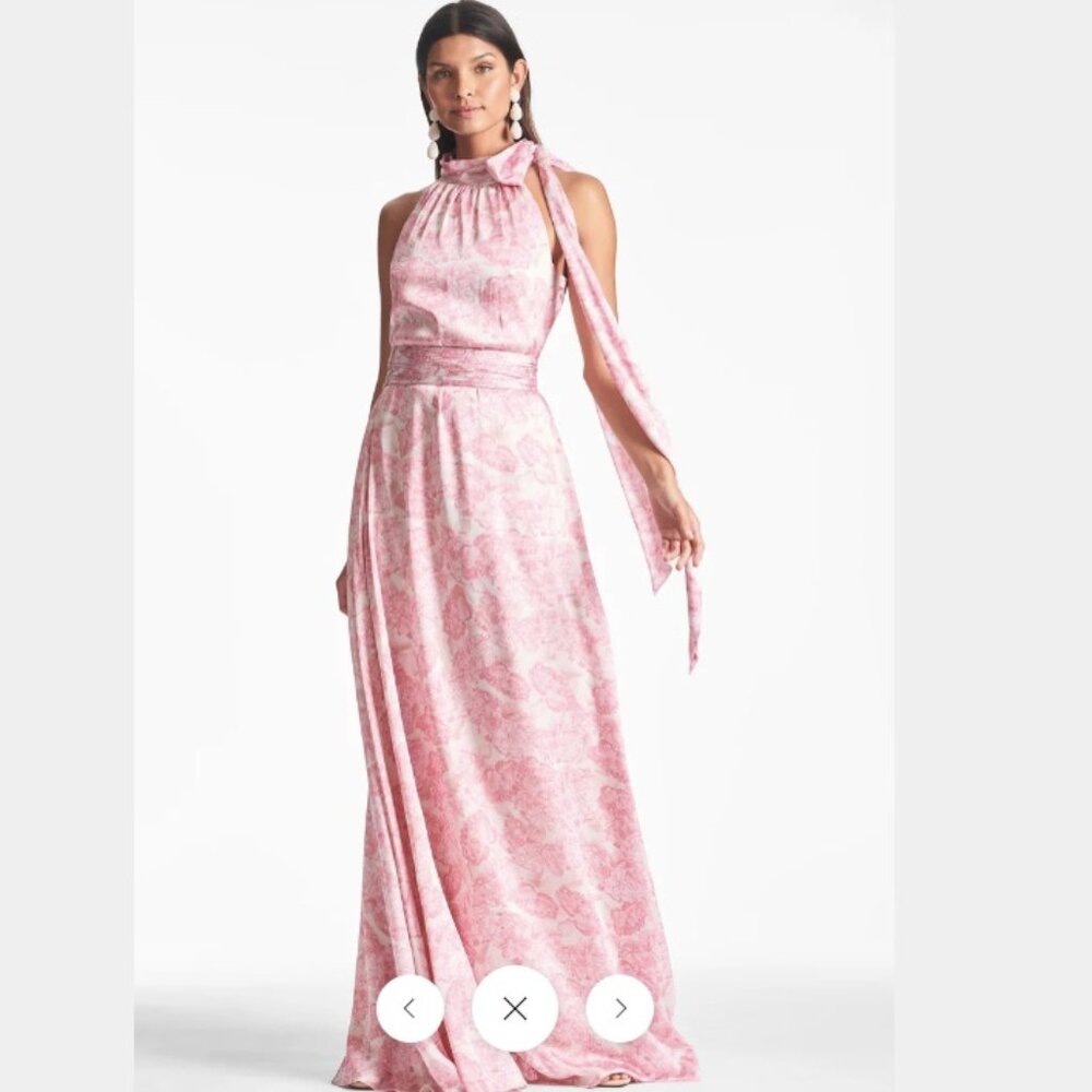 Sachin & Babi Kayla Floral High Neck Gown rouge damask rose